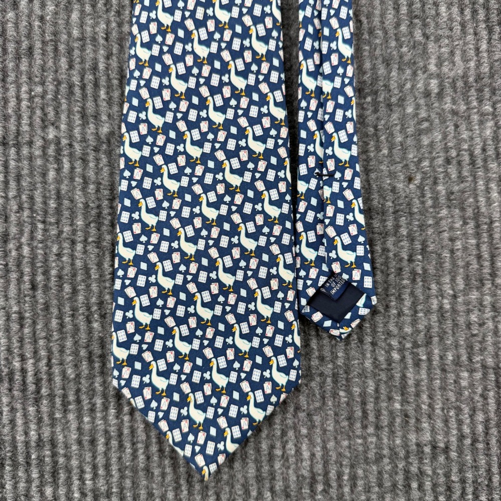 Aflac Custom Collection Silk Tie Vegas Convention 2007 Navy Duck Playing Cards